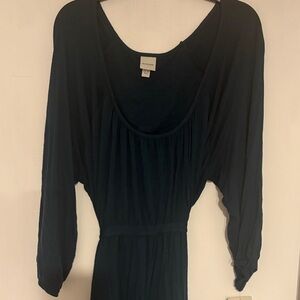 Merona Green Long Sleeve Scoop-Neck Waist-Defined Dress